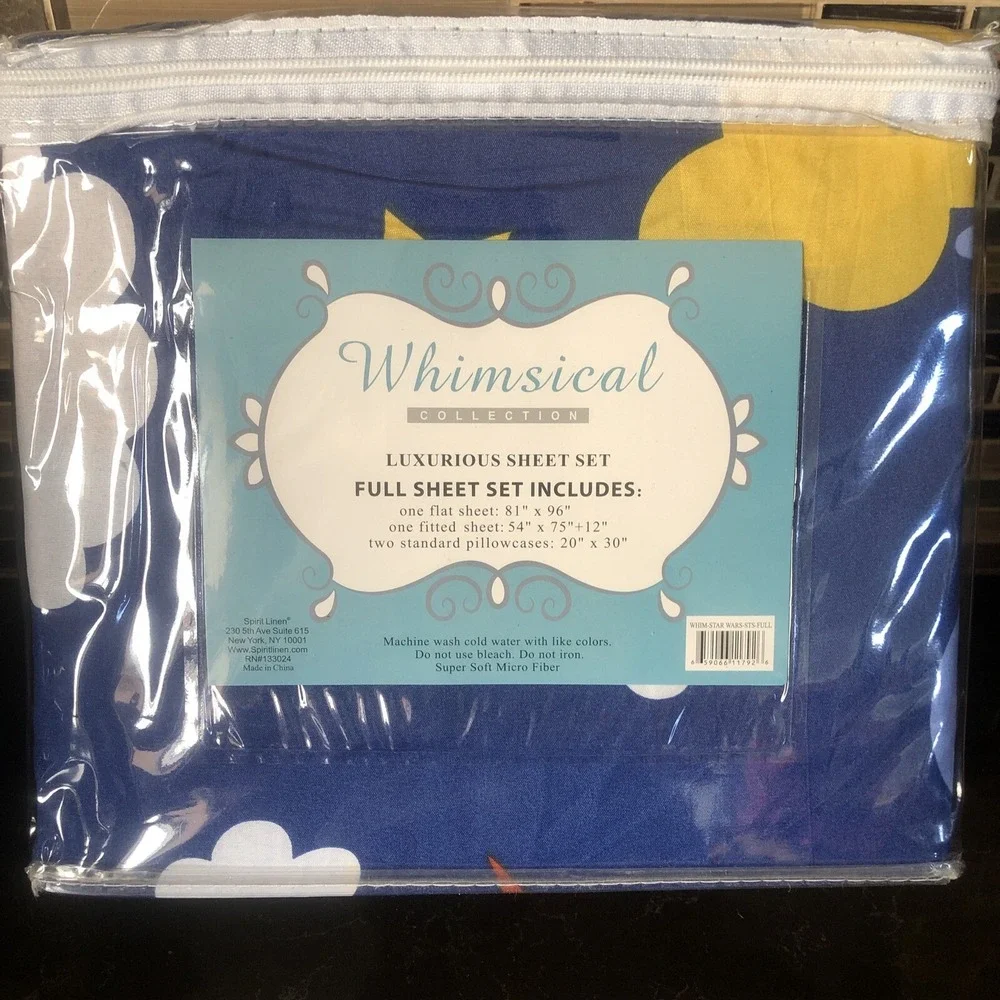 5th Ave Whimsical Collection 3pc Kids‎ sheet set FULL Rocket ship In The Clouds